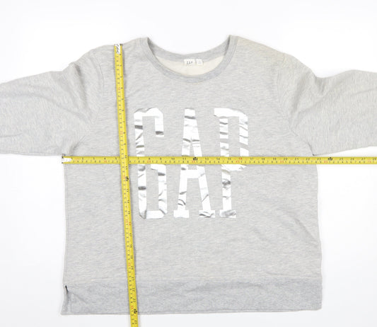 GAP Womens Grey Logo Pullover Sweatshirt Size XL Cotton Blend
