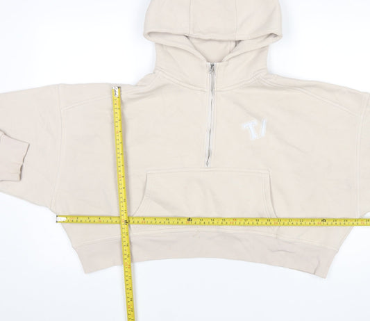 TALA Women Beige 1/2 Zip Hoodie Medium Organic Cotton Blend