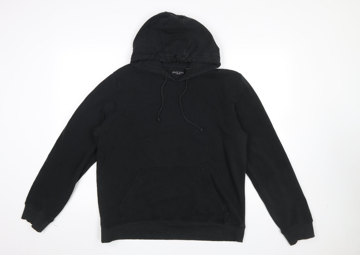 Brave Soul Men’s Black Pullover Hoodie Size L Long Sleeve Cotton Blend
