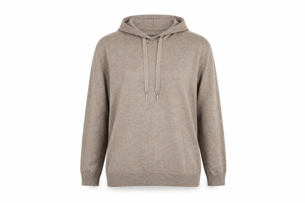 Saint Tropez Women’s Beige Hooded Pullover Jumper Size L Viscose Knit