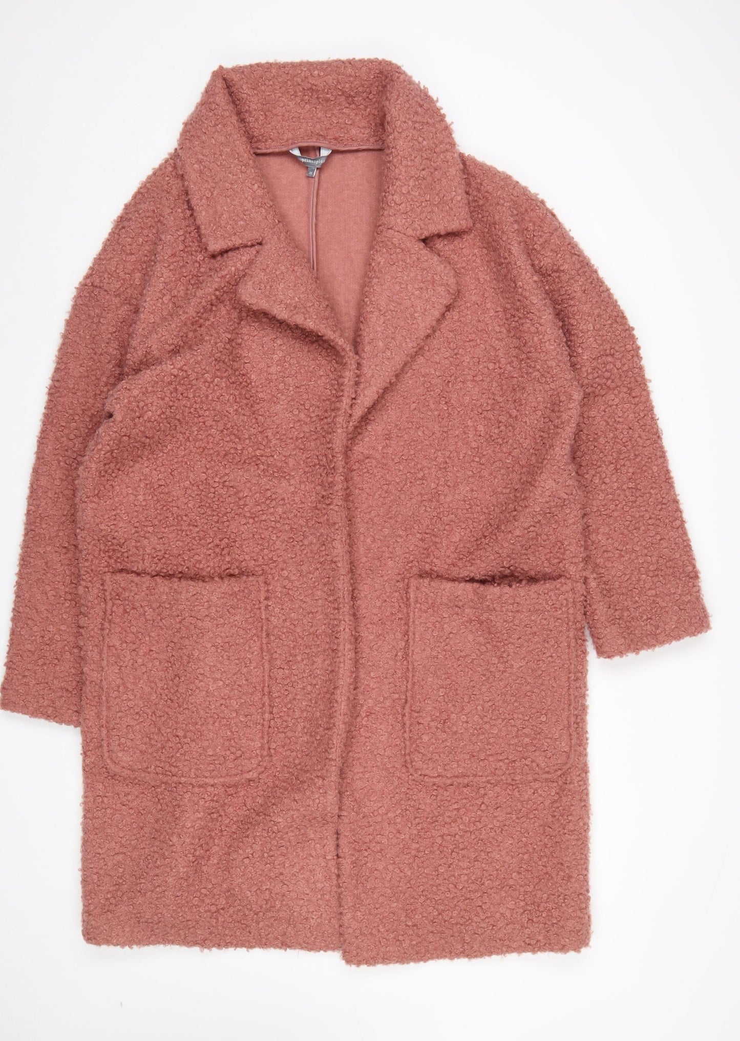 Principles Women Pink Wool Blend Coatigan Size 20 Longline Lined