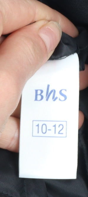 BHS Women's Black Polyester Long Overcoat Size 10