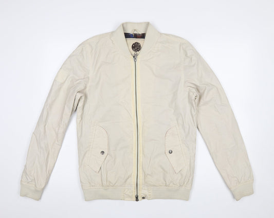 Pretty Green Men's Beige Bomber Jacket Size S Cotton Casual