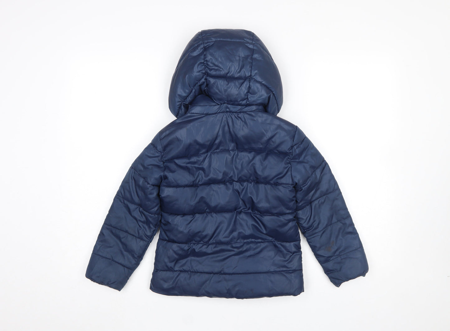 Mango Kids Boys Blue Hooded Puffer Jacket 5-6 Years Winter Polyester