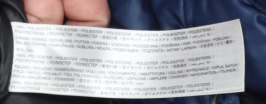 Mango Kids Boys Blue Hooded Puffer Jacket 5-6 Years Winter Polyester