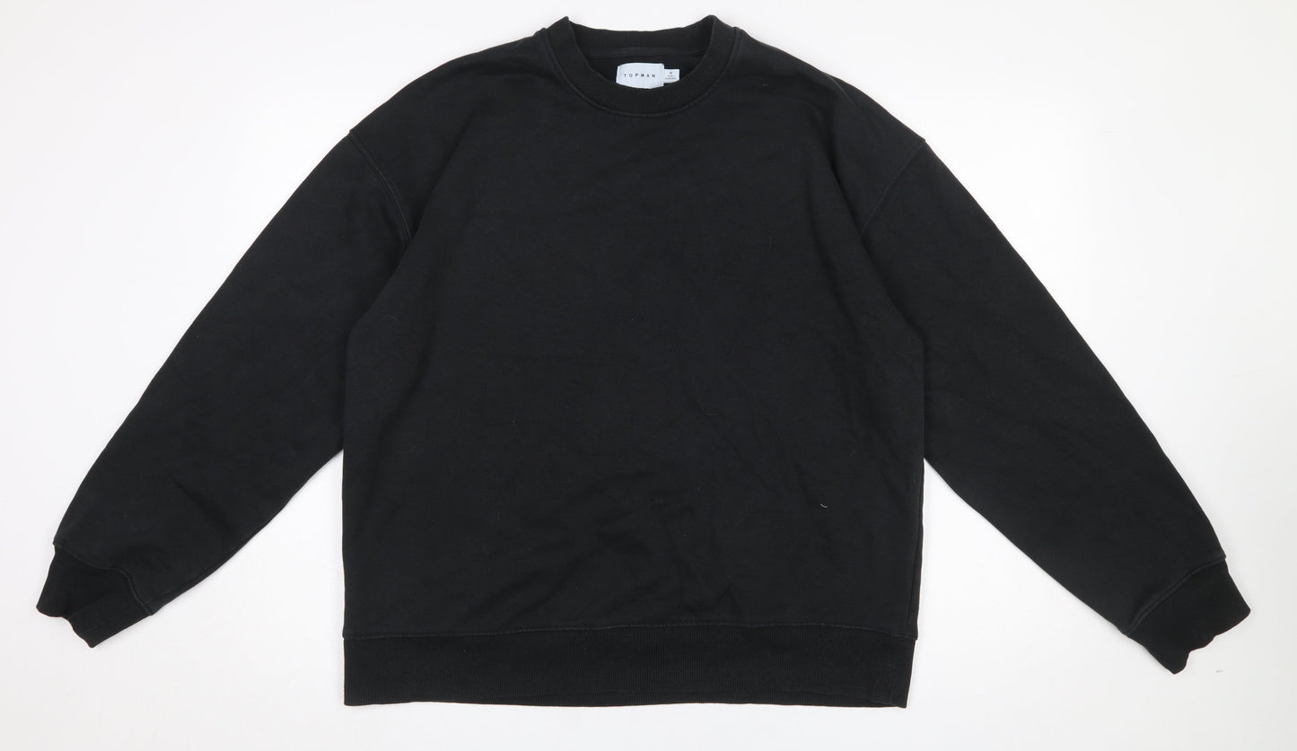 Topman Men's Black Crew Neck Sweatshirt Size M Classic Cotton Blend