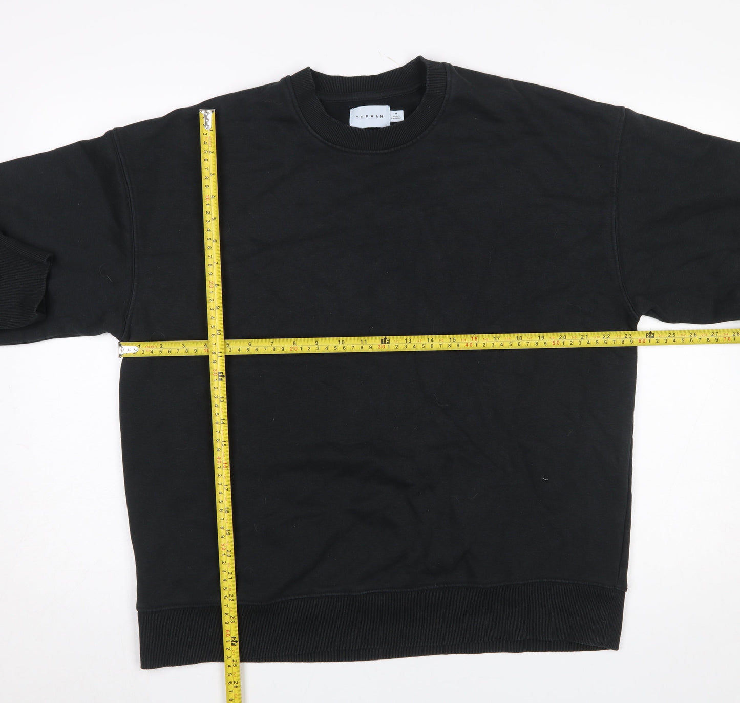 Topman Men's Black Crew Neck Sweatshirt Size M Classic Cotton Blend
