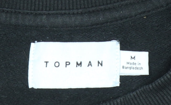 Topman Men's Black Crew Neck Sweatshirt Size M Classic Cotton Blend