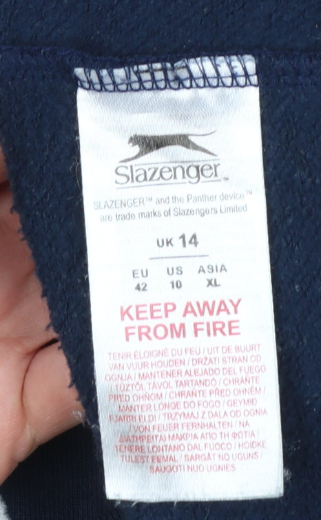 Slazenger Women Navy Blue Crew Neck Pullover Sweatshirt UK 14