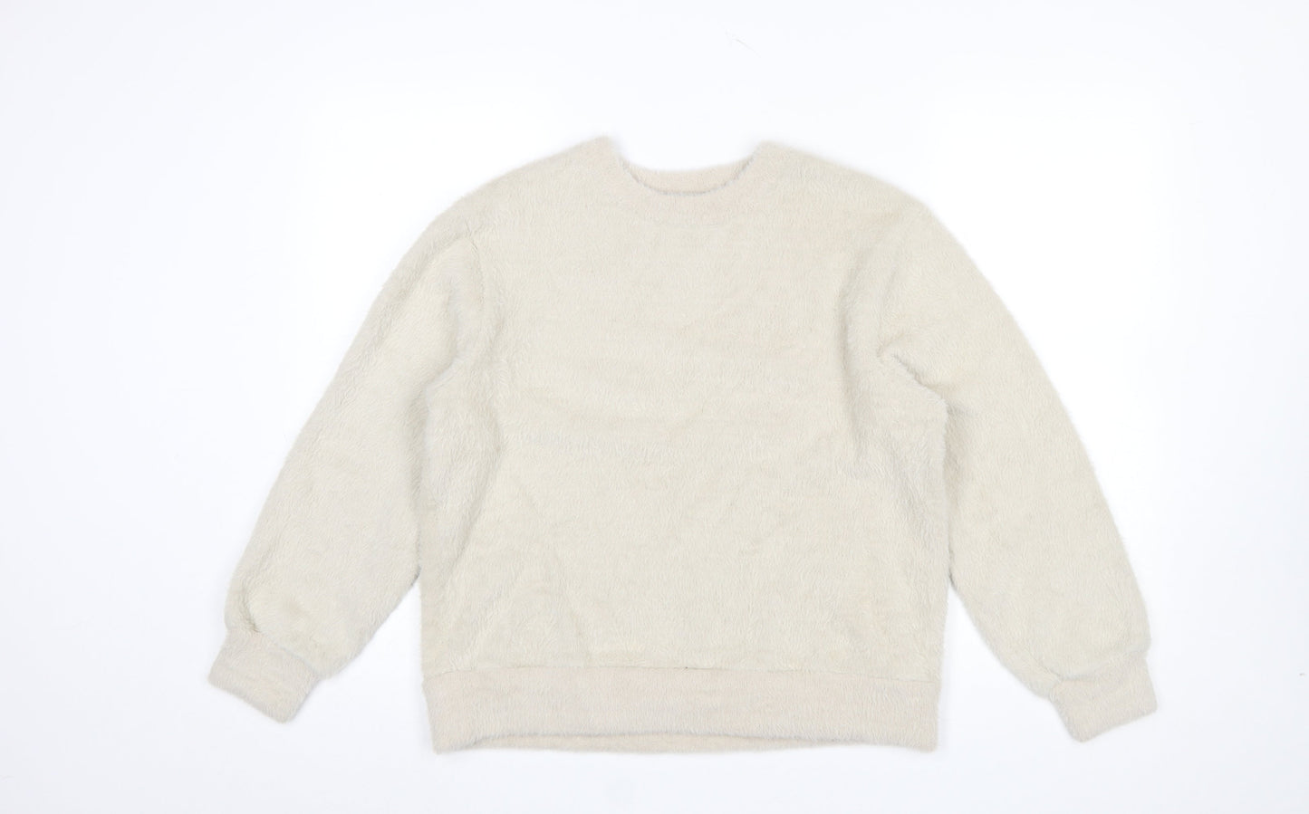 Marks and Spencer Women Beige Fleece Pullover Sweatshirt Size S