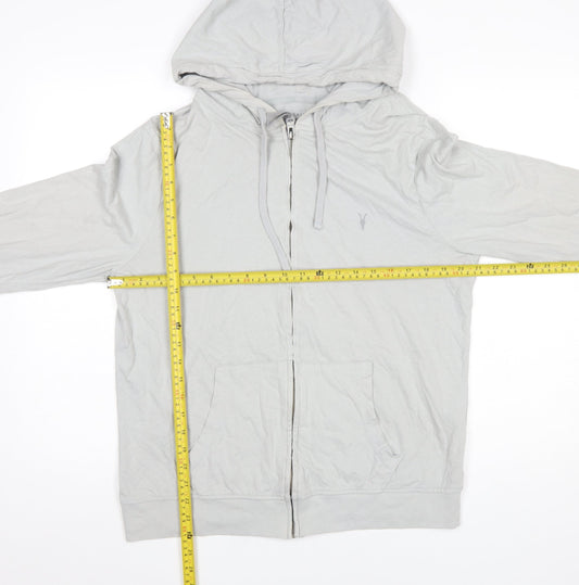 AllSaints Men's Grey Full Zip Hoodie Size L Regular Fit