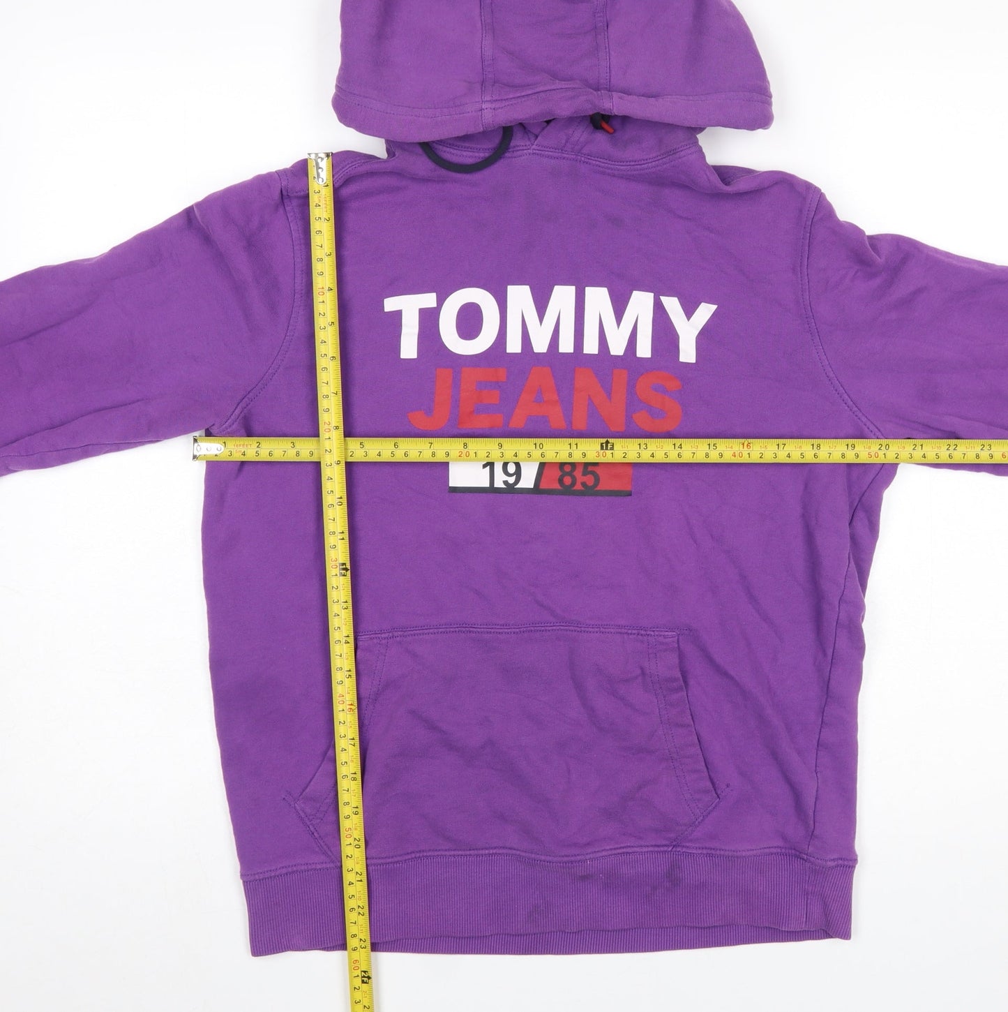 Tommy Jeans Men Purple Hoodie M Pullover Graphic Print Cotton
