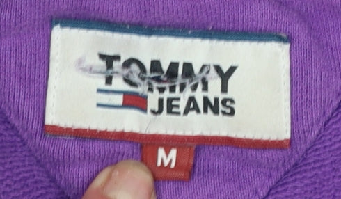 Tommy Jeans Men Purple Hoodie M Pullover Graphic Print Cotton