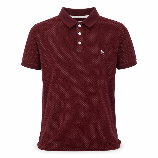 Original Penguin Men's Red Geometric Cotton Polo Shirt Size S