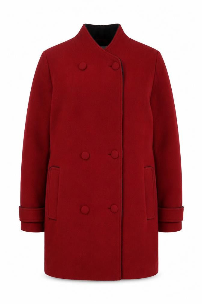 EWM Pure Classics Women Red Wool Blend Pea Coat Size 18