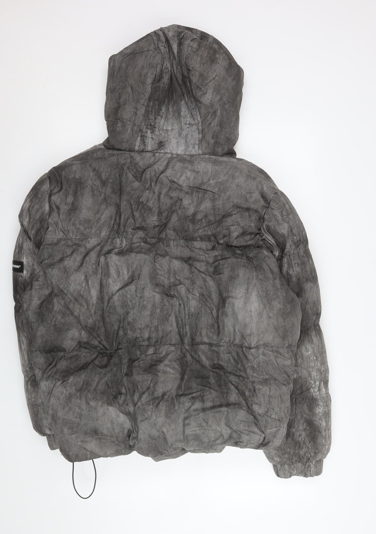 GOODFORNOTHING Men's Grey Puffer Jacket Hooded Size M Winter Coat