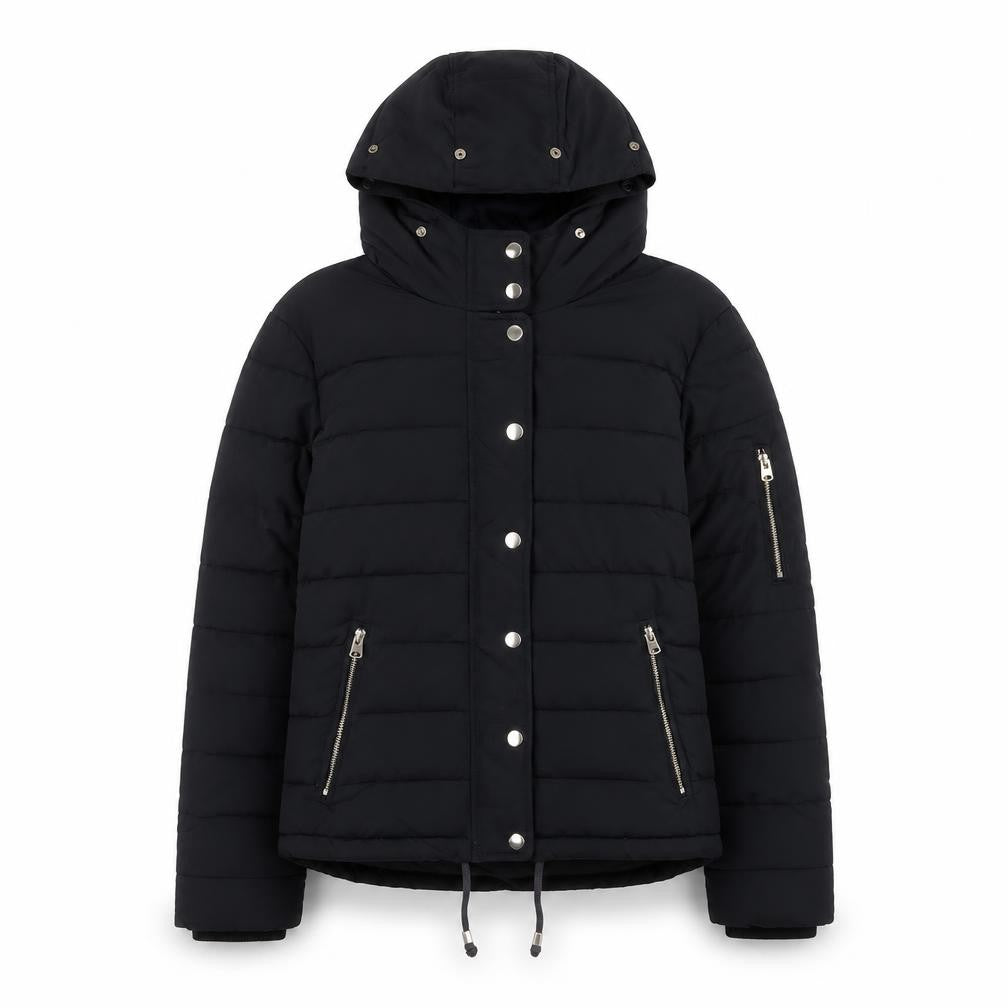 Topshop Women’s Black Puffer Jacket Hooded Size 10