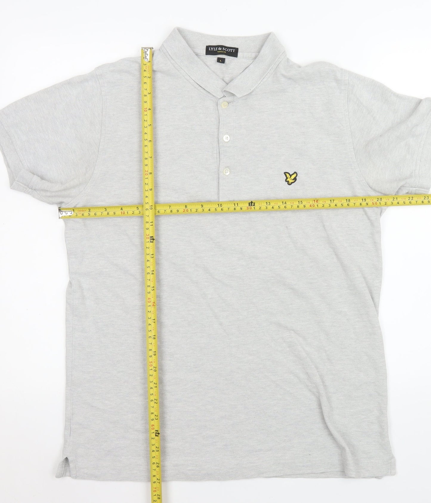 Lyle & Scott Vintage Men's Grey Cotton Polo Shirt Size L