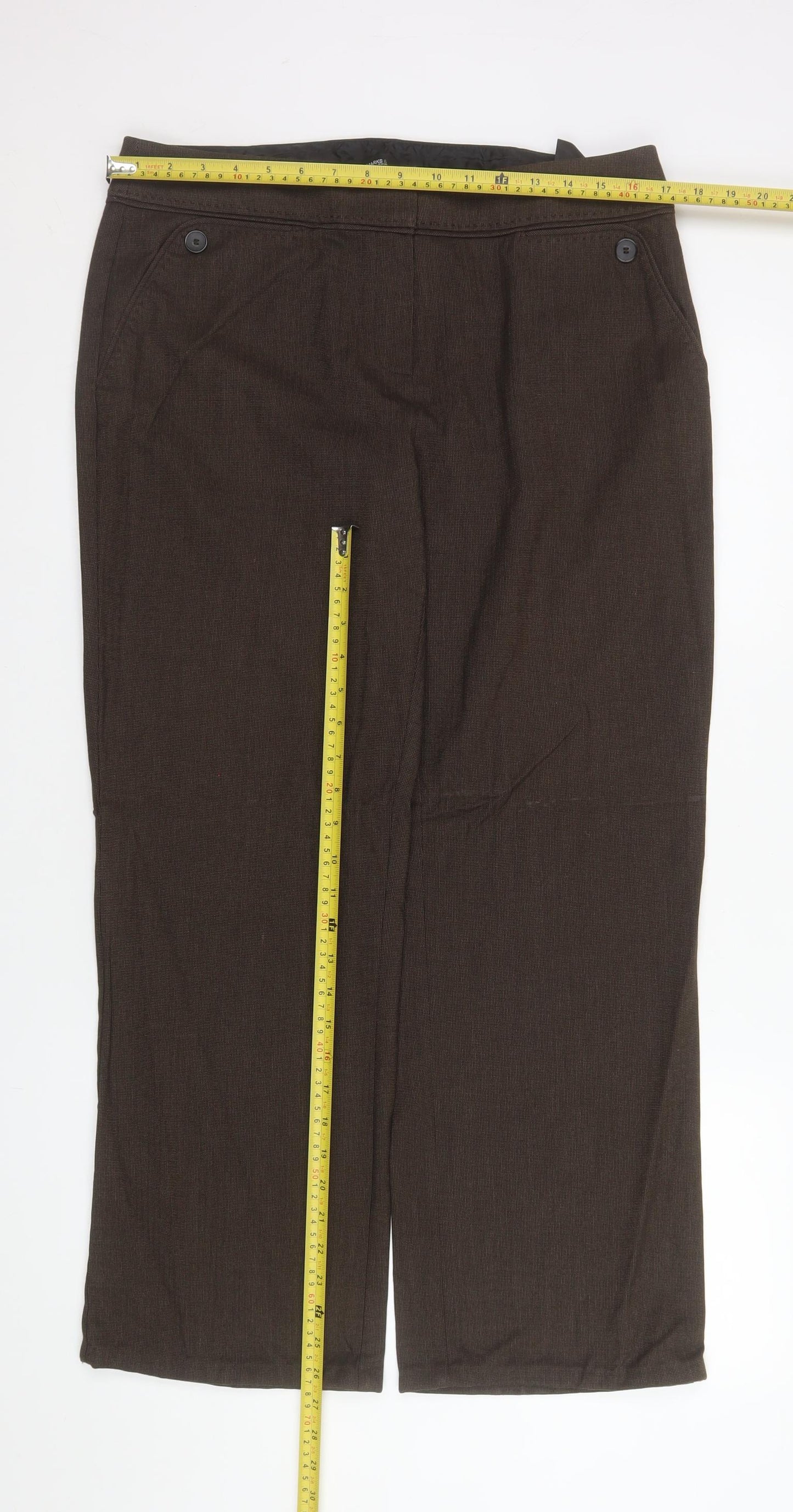 Marks and Spencer Men's Brown Straight Leg Trousers Size M