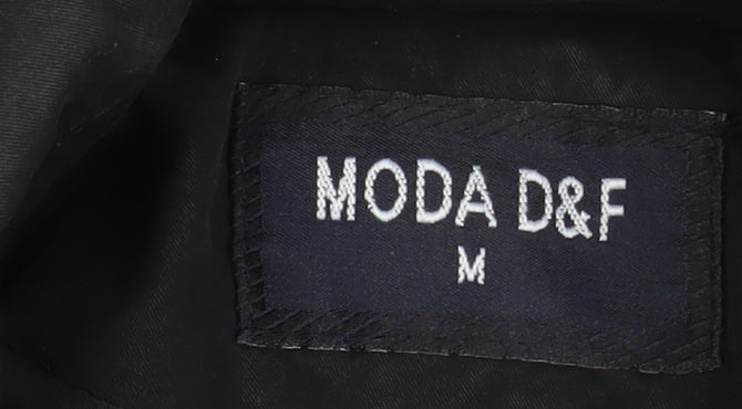 MODA D&F Women’s Black Belted Trench Coat M Classic Mid-Length