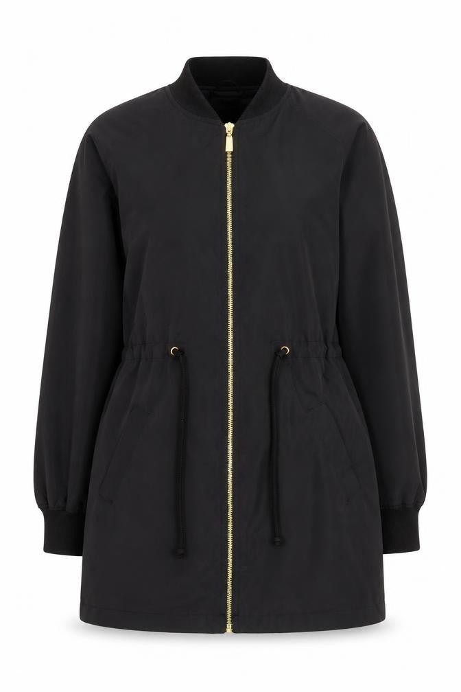 Boohoo Women’s Black Mid-Length Zip Parka Jacket Size M