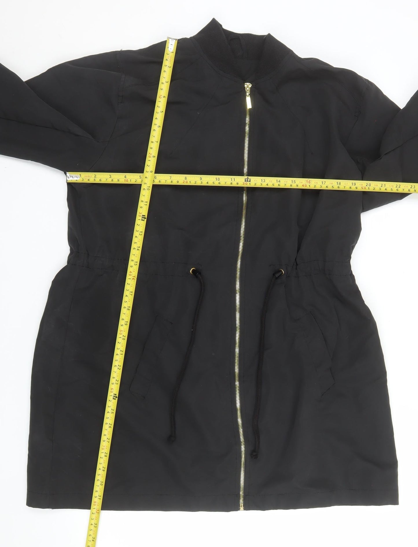 Boohoo Women’s Black Mid-Length Zip Parka Jacket Size M