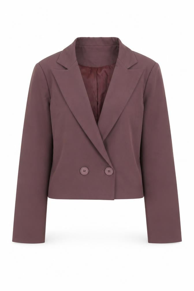 Heartbreak Women Brown Cropped Double-Breasted Blazer Size 8