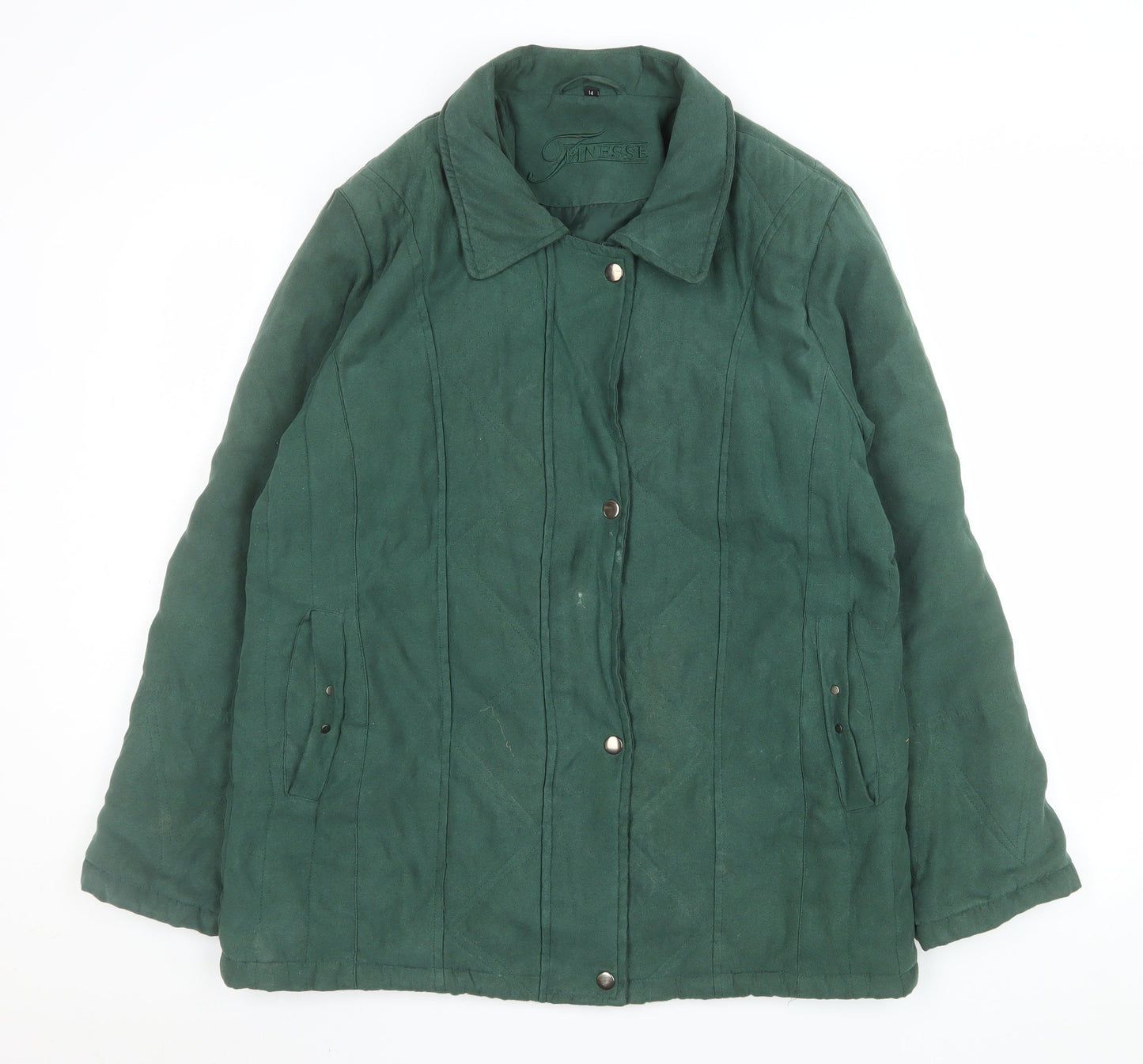 Finesse Women’s Green Quilted Mid-Length Jacket Size 14