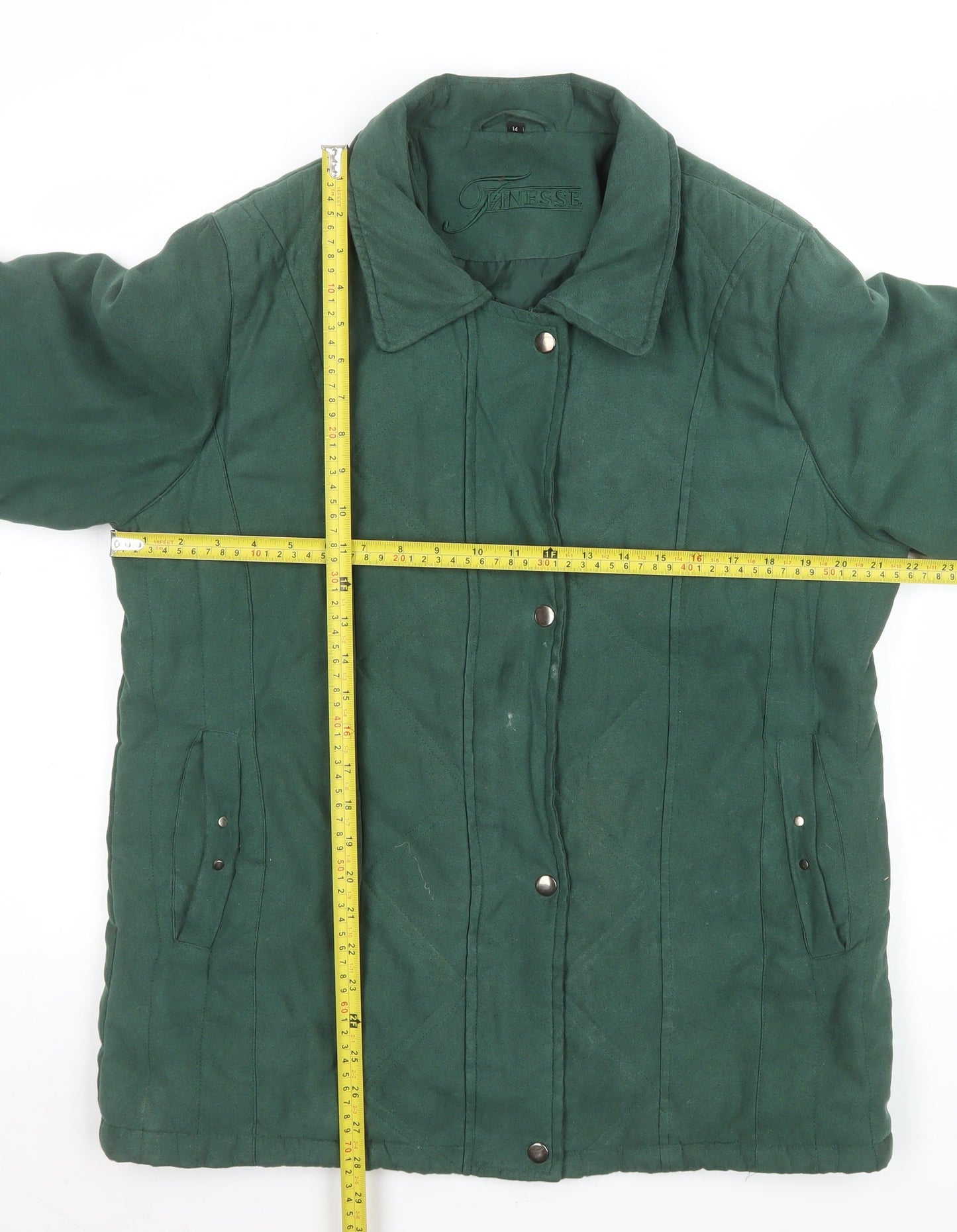 Finesse Women’s Green Quilted Mid-Length Jacket Size 14