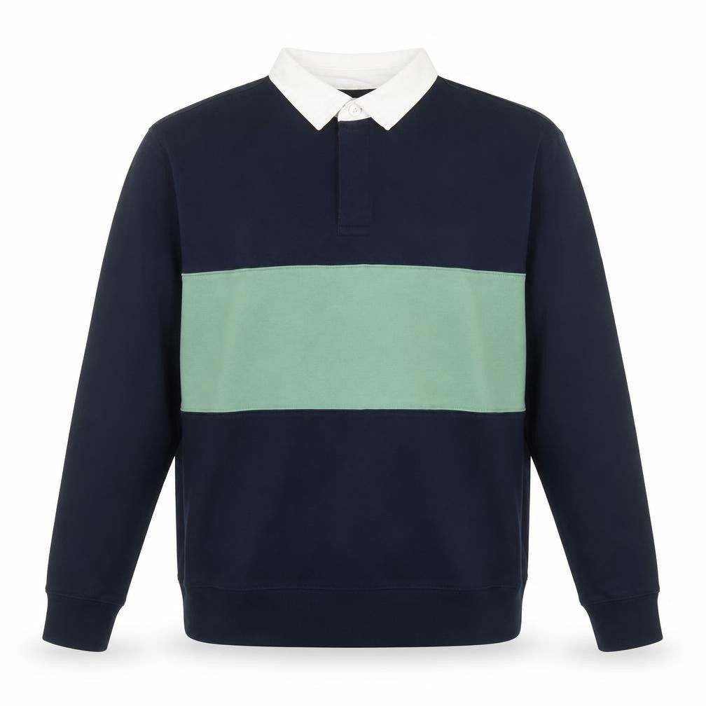 Marks and Spencer Men's Blue Collared Stripe Sweatshirt L Regular