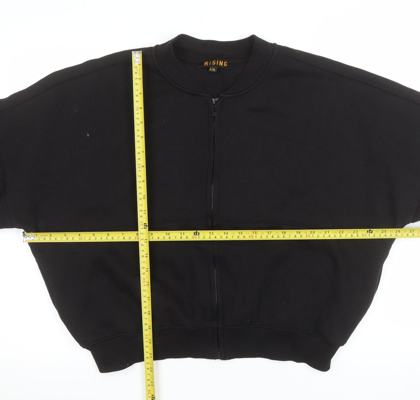 Rising Mens Black Cotton Blend Full Zip Casual Jacket L