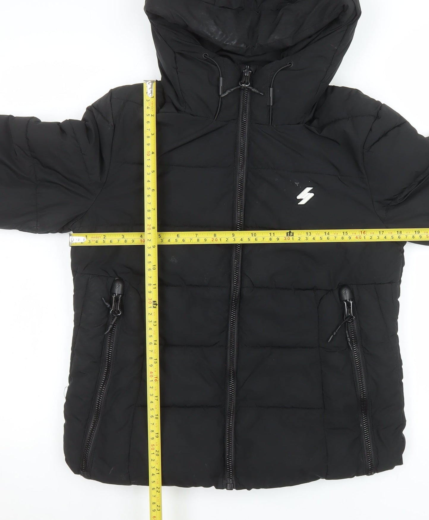 Superdry Womens Black Size 8 Hooded Puffer Jacket