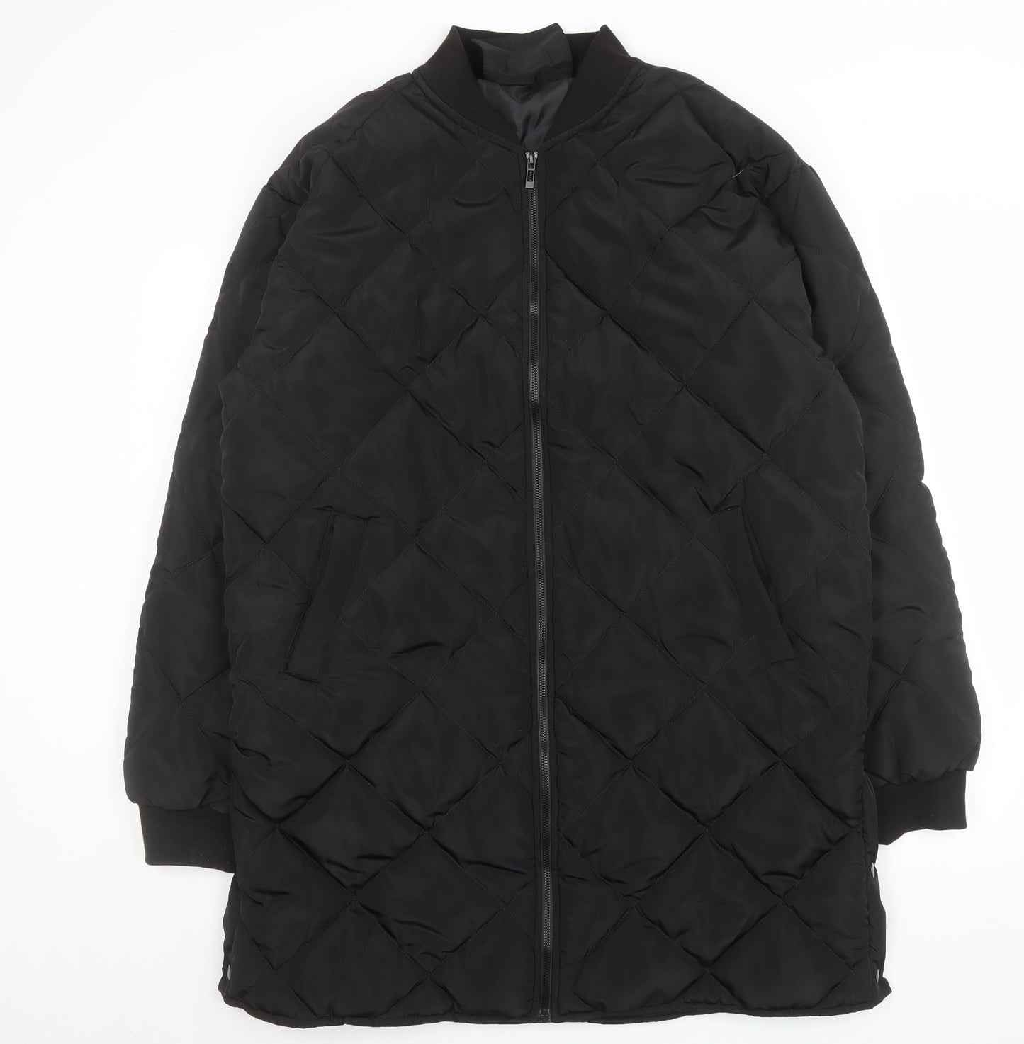 Boohoo Women’s Black Quilted Long Coat Size 10