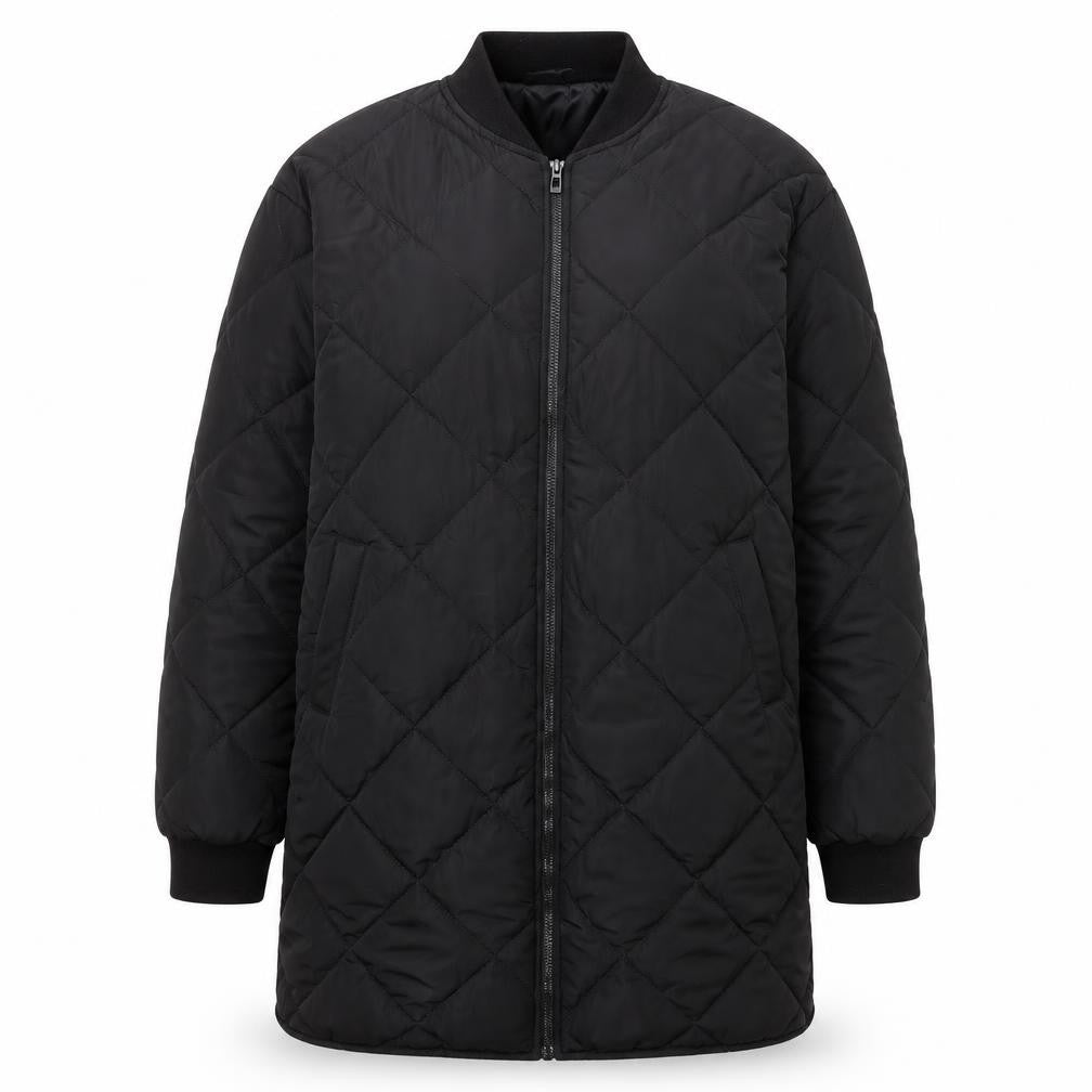 Boohoo Women’s Black Quilted Long Coat Size 10