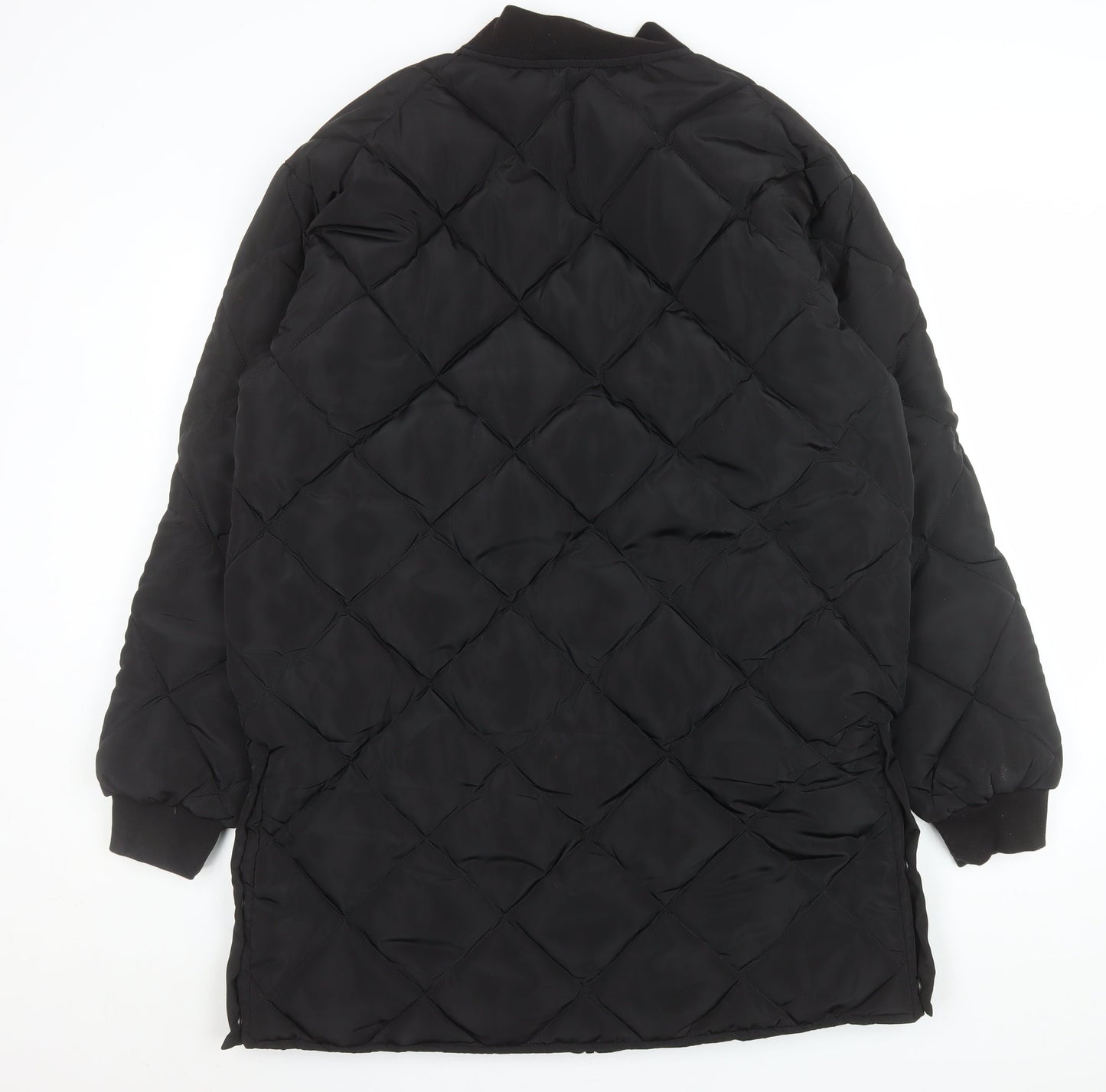 Boohoo Women’s Black Quilted Long Coat Size 10