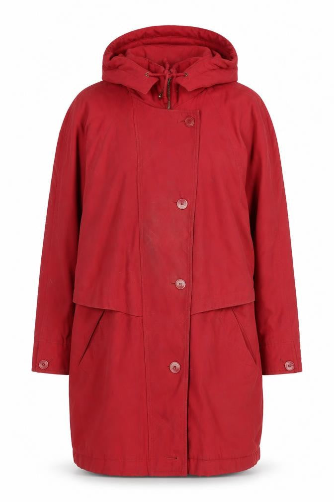 Dannimac Womens Red Hooded Mid-Length Rain Coat Size S