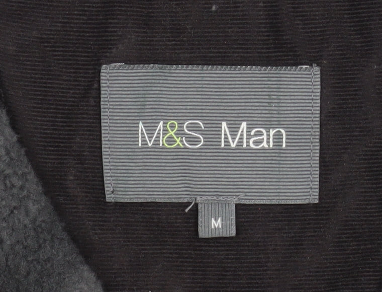 Marks and Spencer Men's Grey Striped 1/2 Zip Fleece Sweatshirt Size M