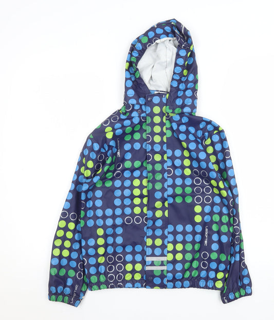 LEGO Boys Blue Polka Dot Waterproof Hooded Rain Coat 9 Years