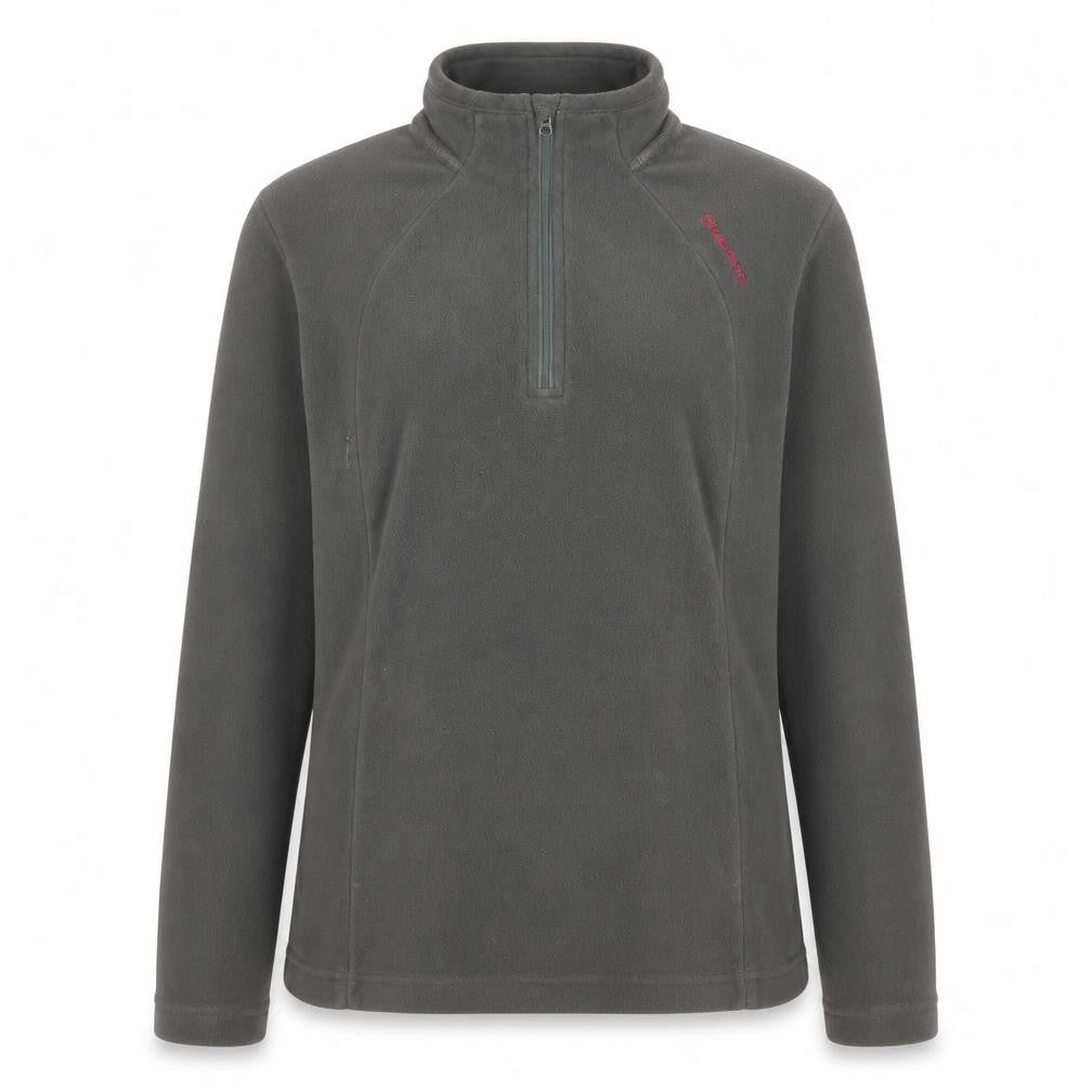 Quechua Women's Grey Fleece Pullover Hoodie XS 1/4 Zip Hiking Top