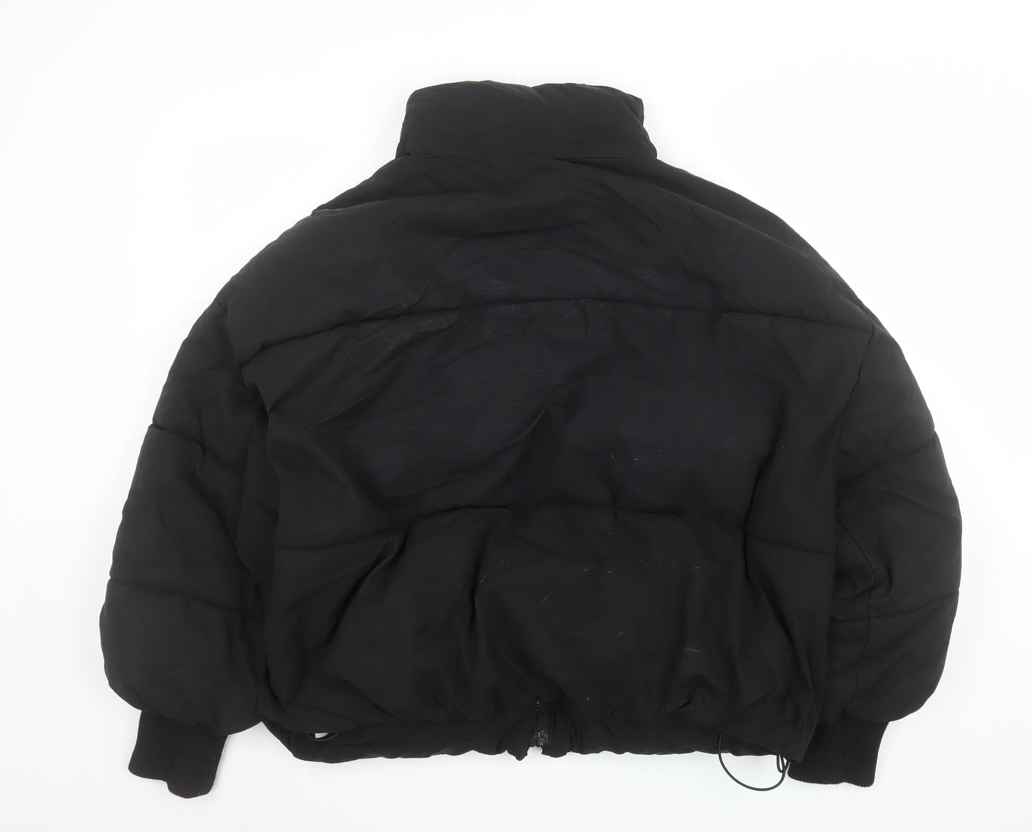 Zara Women's Black Short Puffer Jacket Size 12 Winter Quilted Zip-Up