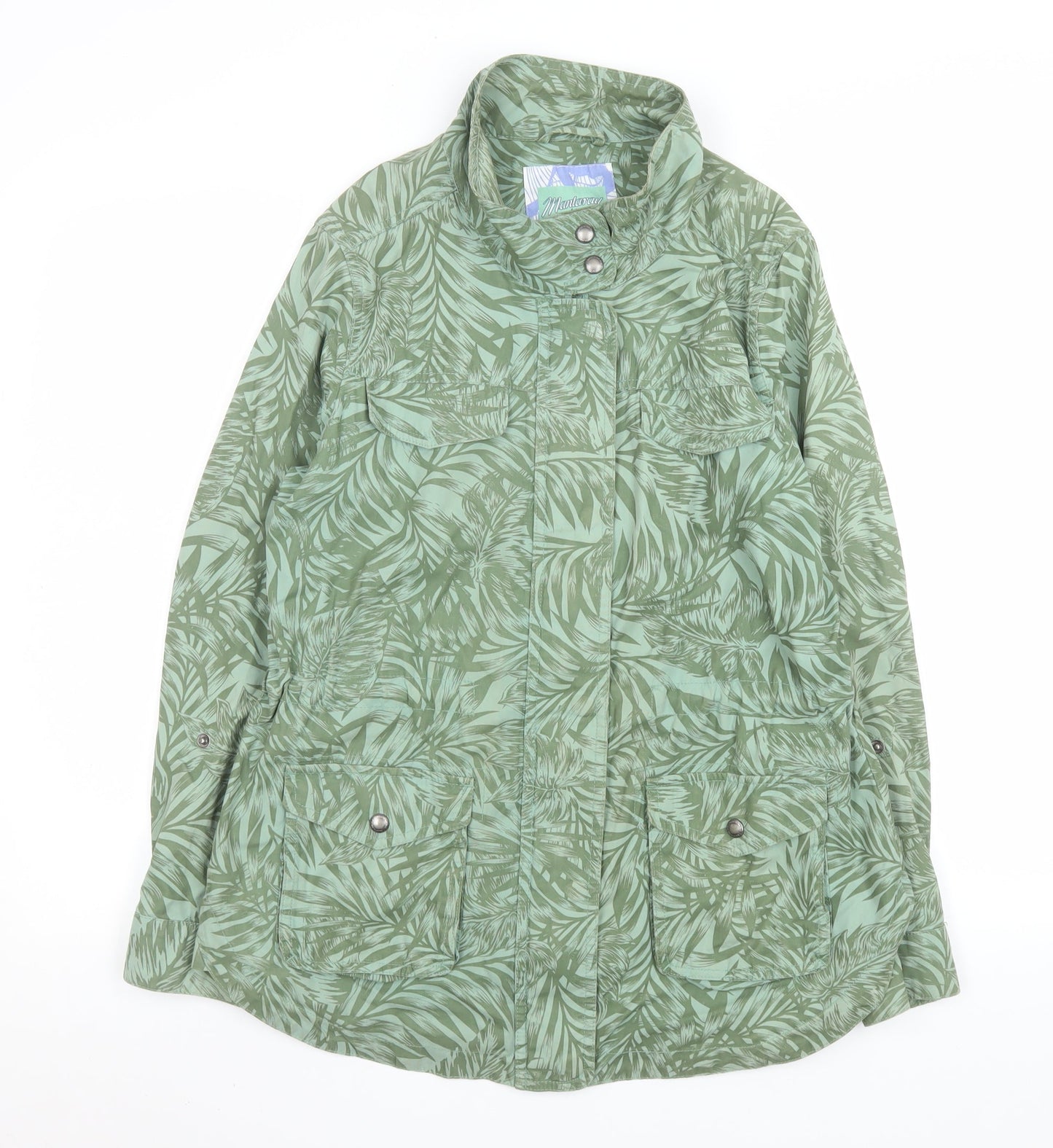 Mantaray Women's Green Floral Cotton Jacket Size 14 Regular