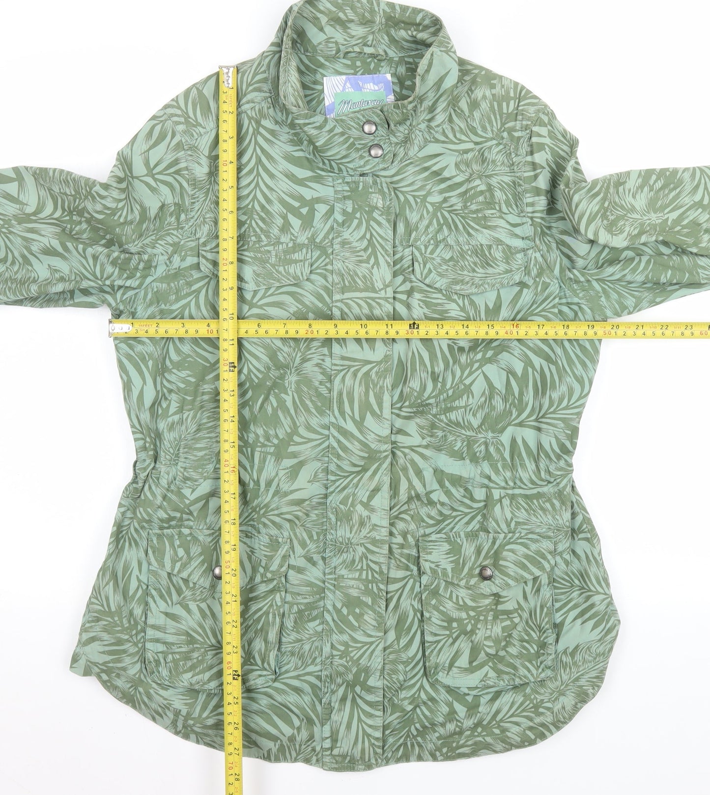Mantaray Women's Green Floral Cotton Jacket Size 14 Regular