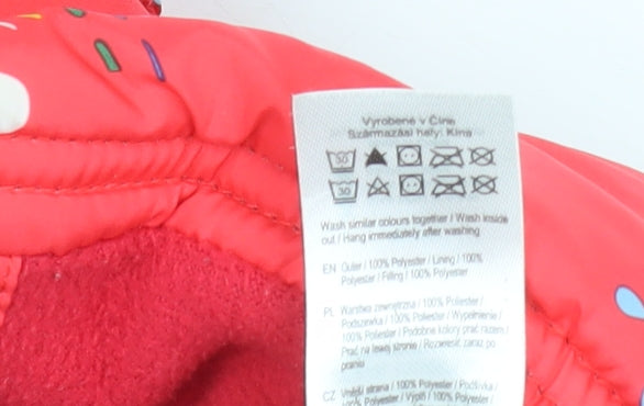 Peppa Pig Girls Red Hooded Puffer Jacket 18-24 Months Lined Polyester