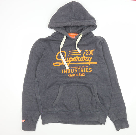 Superdry Men’s Grey XL Pullover Hoodie with Logo Print