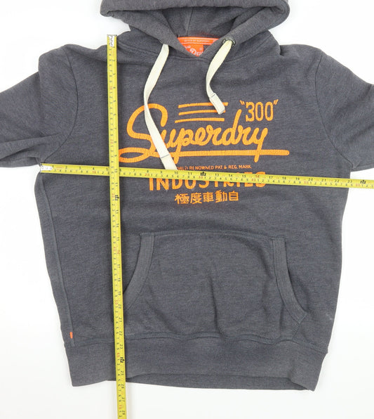 Superdry Men’s Grey XL Pullover Hoodie with Logo Print