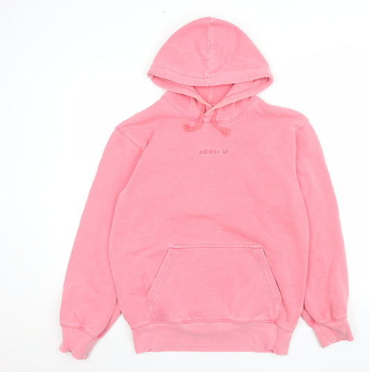 adidas Men's Pink XS Pullover Hoodie Logo Fleece Sweatshirt