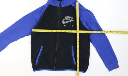 Nike Boys Blue Black Full Zip Hoodie L Cotton Blend Sportswear