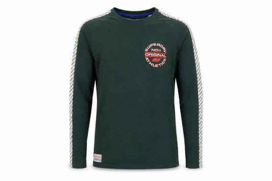 Superdry Men's Green Long Sleeve Athletic Logo Crew Neck Top Size L