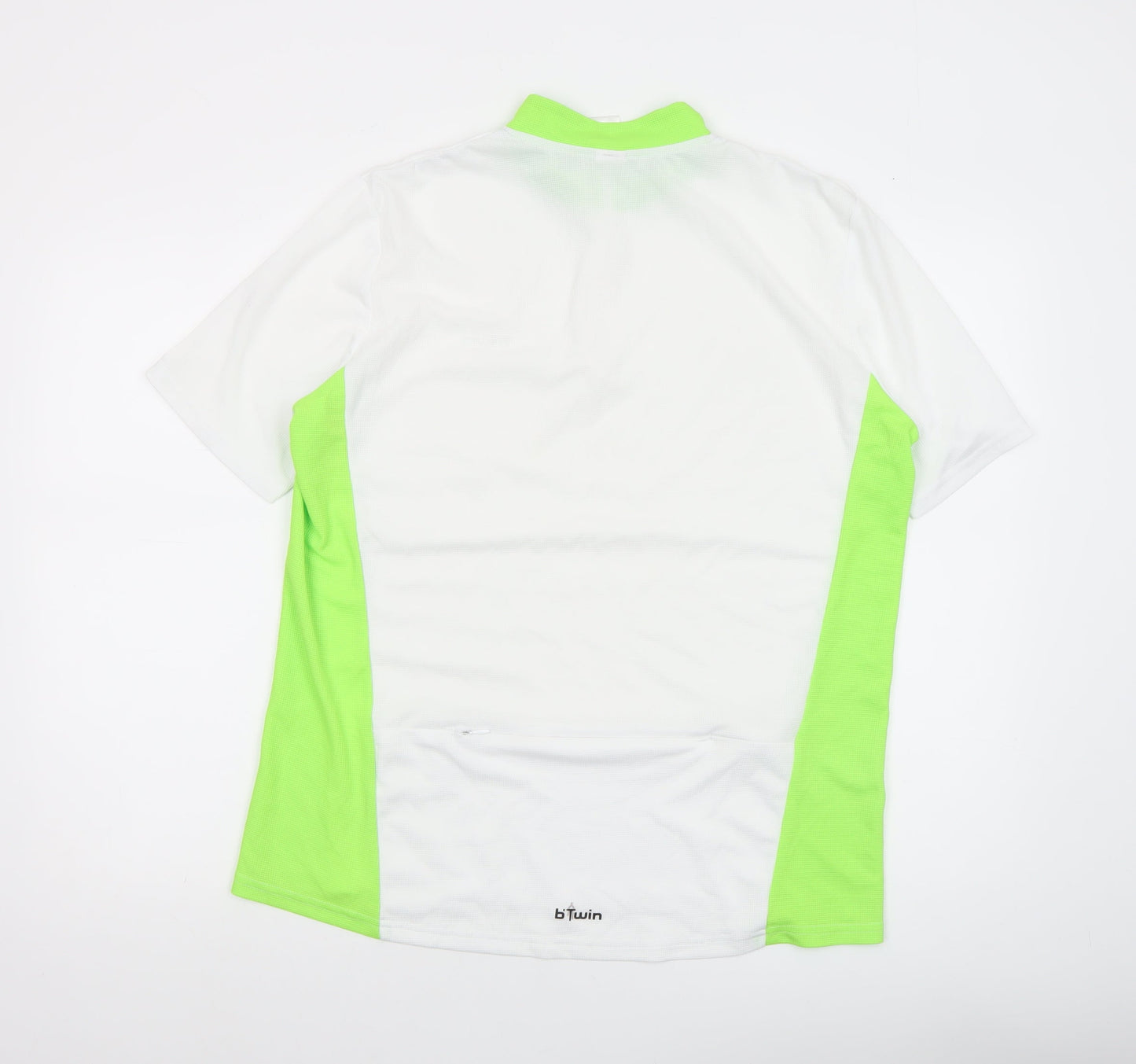 b'Twin Men's White Cycling Jersey L 1/4 Zip Moisture Wicking