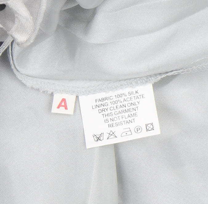 Arruba Women’s Grey Floral Silk Midi Flare Skirt Size 14